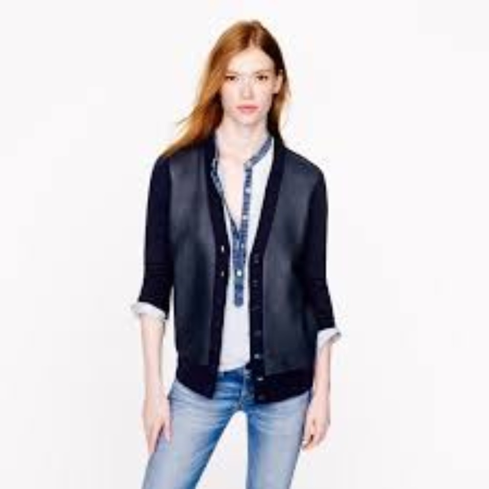 Jcrew Collection Leather Cartigan